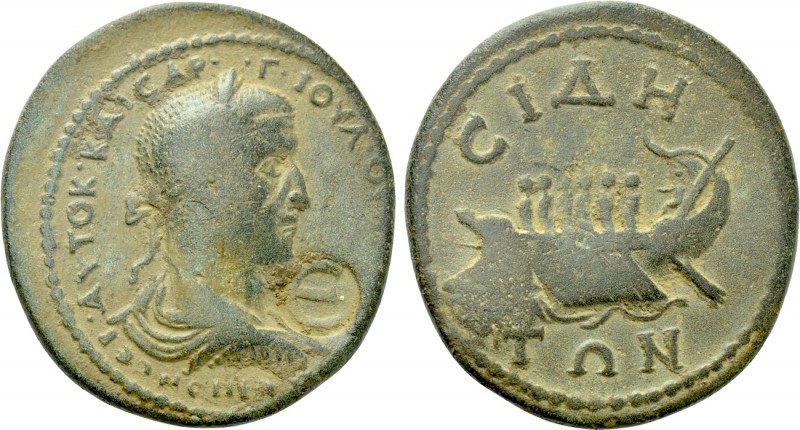 PAMPHYLIA. Side. Maximinus Thrax (235-238). Ae Pentassarion. 

Obv: ΑVΤΟΚ ΚΑΙС...
