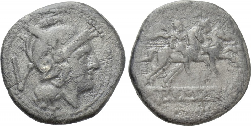 ANONYMOUS. Quinarius (214-213 BC). Quinarius. 

Obv: Helmeted head of Roma rig...