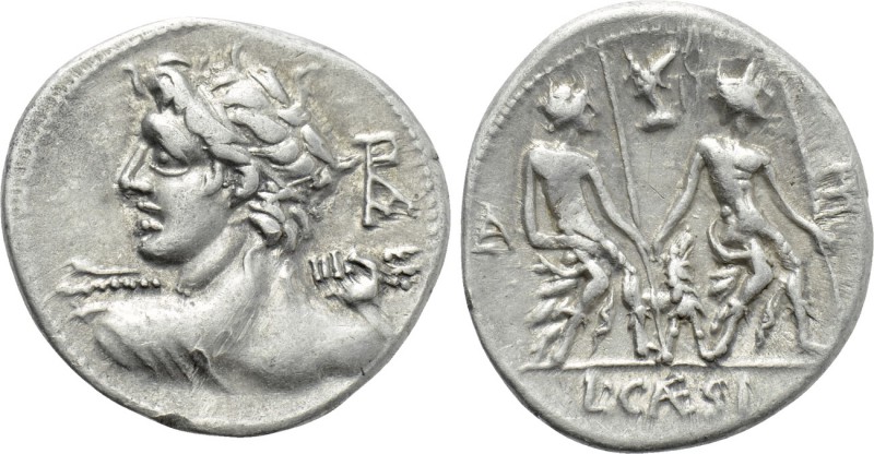 LUCIUS CAESIUS. Denarius (112-111 BC). Rome. 

Obv: Bust of Apollo-Vejovis lef...