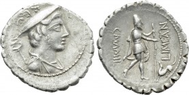 C. MAMILIUS LIMETANUS. Serrate Denarius (82 BC). Rome.
