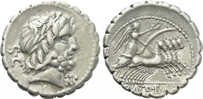 Q. ANTONIUS BALBUS. Serrate Denarius (83-82 BC). Rome. 

Obv: S • C. 
Laureat...