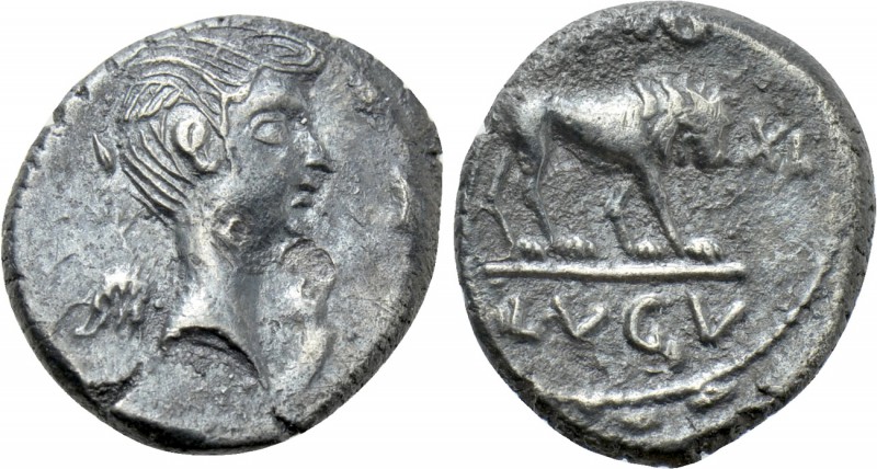 MARK ANTONY. Quinarius (43 BC). Lugdunum. 

Obv: Winged bust of Victory right,...