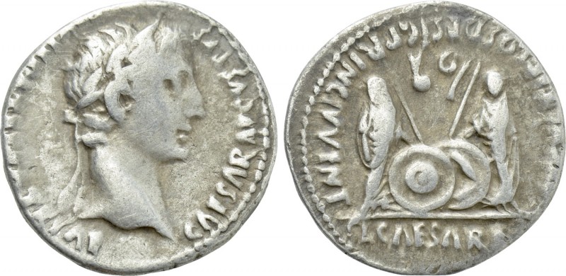 AUGUSTUS (27 BC-14 AD). Denarius. Lugdunum. 

Obv: CAESAR AVGVSTVS DIVI F PATE...