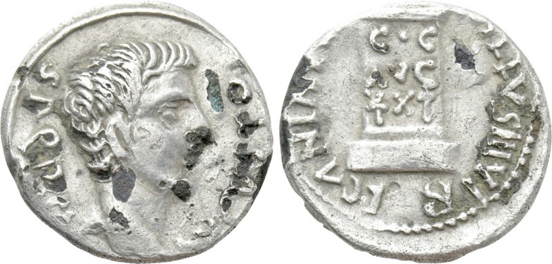 AUGUSTUS (27 BC-14 AD). Fourrée Denarius. Contemporary imitation of Rome and L. ...