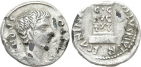 AUGUSTUS (27 BC-14 AD). Fourrée Denarius. Contemporary imitation of Rome and L. Caninius Gallus as moneyer.