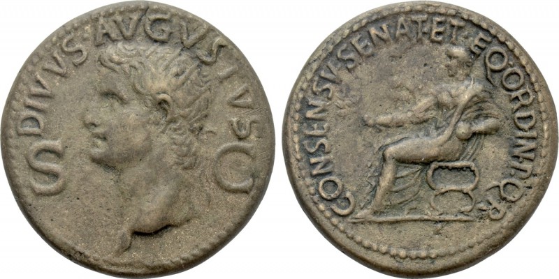 DIVUS AUGUSTUS (Died 14). Dupondius. Rome. Struck under Caligula. 

Obv: DIVVS...