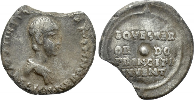 NERO (Caesar, 50-54). Denarius. Rome. 

Obv: NERONI CLAVDIO DRVSO GERM COS DES...