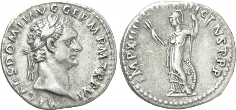 DOMITIAN (81-96). Denarius. Rome. 

Obv: IMP CAES DOMIT AVG GERM P M TR P VII....