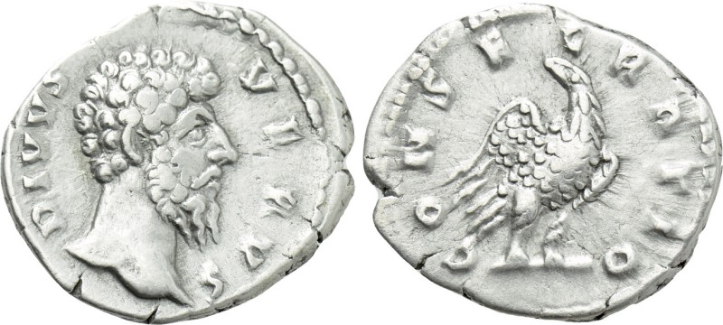 DIVUS LUCIUS VERUS (Died 169). Denarius. Rome. Struck under Marcus Aurelius. 
...