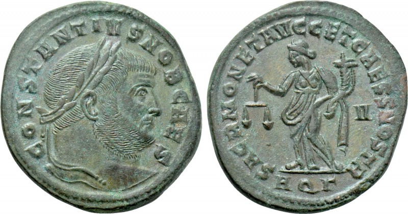 CONSTANTIUS I (Caesar, 293-305). Follis. Aquilea. 

Obv: CONSTANTIVS NOB CAES....