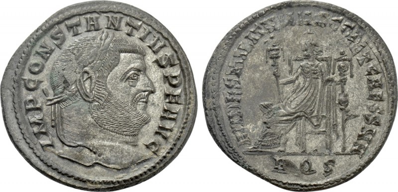 CONSTANTIUS I (305-306). Follis. Aquilea. 

Obv: IMP CONSTANTIVS P F AVG. 
La...