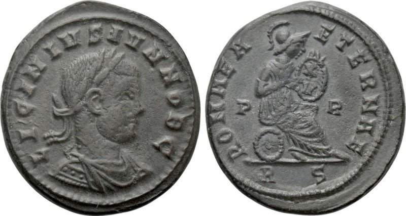 LICINIUS II (Caesar, 317-324). Follis. Rome. 

Obv: LICINIVS IVN NOB C. 
Laur...