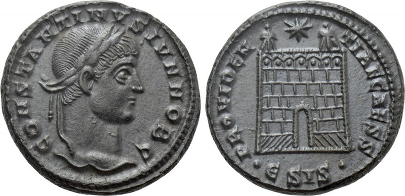 CONSTANTINE II (Caesar, 316-337). Follis. Siscia. 

Obv: CONSTANTINVS IVN NOB ...