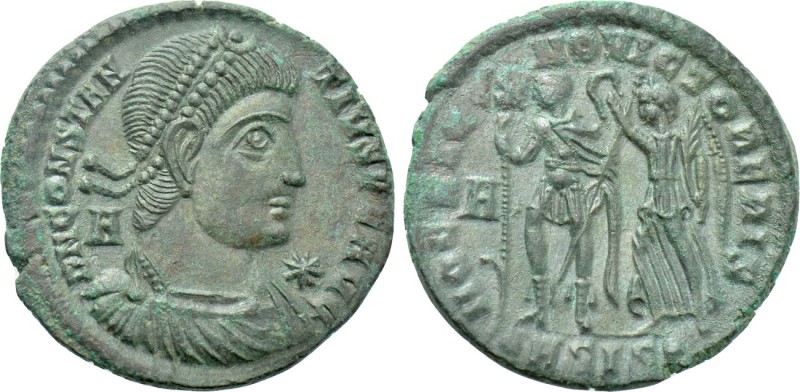 CONSTANTIUS II (337-361). Ae. Siscia. 

Obv: D N CONSTANTIVS P F AVG. 
Diadem...