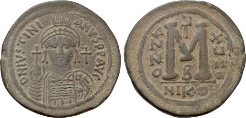 JUSTINIAN I (527-565). Follis. Nicomedia. Dated RY 18 (544/5). 

Obv: D N IVST...