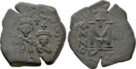 HERACLIUS with HERACLIUS CONSTANTINE (610-641). Follis. Cyzicus. Dated RY 3 (612/3).