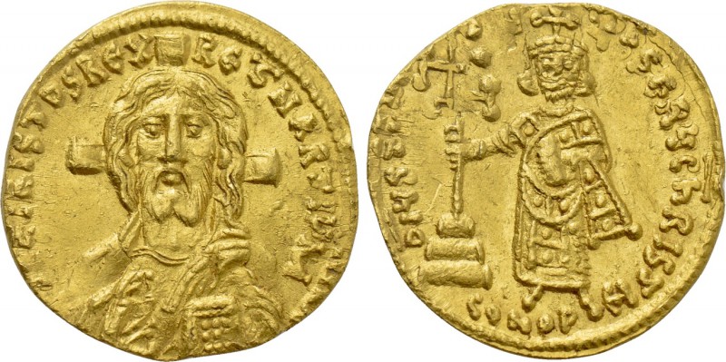 JUSTINIAN II (First reign, 685-695). GOLD Solidus. Constantinople. 

Obv: IҺS ...