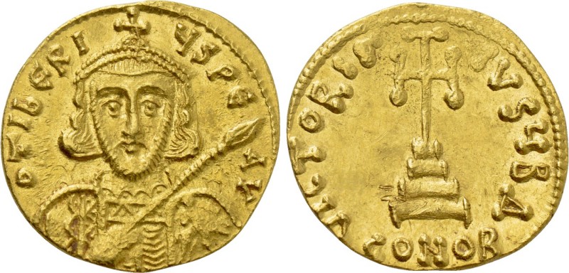 TIBERIUS III (APSIMAR) (698-705). GOLD Solidus. Constantinople. 

Obv: D TIЬЄR...