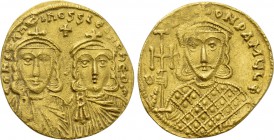 CONSTANTINE V COPRONYMUS with LEO IV and LEO III (741-775). GOLD Solidus Constantinople.