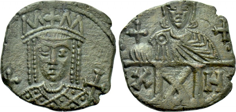 CONSTANTINE VI and IRENE (780-797). Follis. Constantinople. 

Obv: Crowned fac...