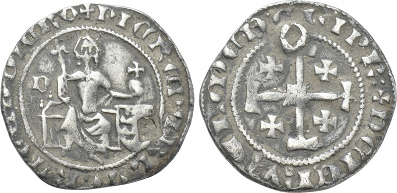 CRUSADERS, Lusignan Kingdom of Cyprus. Peter I (1359-1369) Gros. Nicosia. 

Ob...