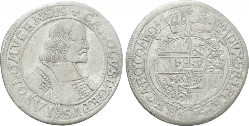 GERMANY. Olmütz. Karl II von Liechtenstein (1664-1695). 6 Kreuzer (1674). 

Ob...
