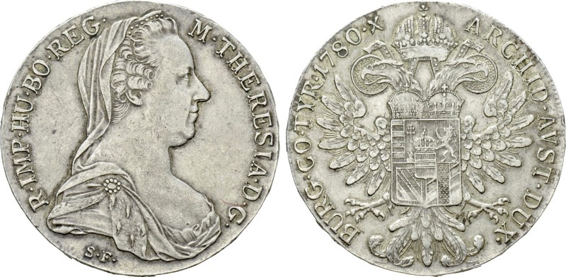 HOLY ROMAN EMPIRE. Maria Theresia (1740-1780). Reichstaler (1780-SF). Wien (Vien...