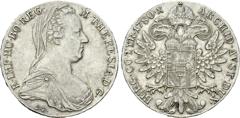 HOLY ROMAN EMPIRE. Maria Theresia (1740-1780). Reichstaler (1780-SF). Wien (Vien...