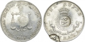 MOZAMBIQUE. Carlos I (1889-1908). Countermarked Mombasa Rupee (1888-H).