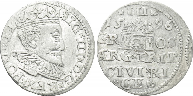 POLAND. Sigismund III Vasa (1587-1632). Trojak (1596). Riga. 

Obv: SIG III D ...