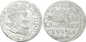 POLAND. Sigismund III Vasa (1587-1632). Trojak (1596). Riga.