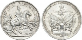 AUSTRIA. Johann Josef Wenzel Anton Franz Karl, Graf Radetzky von Radetz (1766-1858). Silver Medal (1848). Commemorating the Battles of Custoza. By Dre...