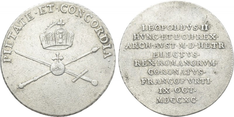 HOLY ROMAN EMPIRE. Leopold II (1790-1792). Silver Medal (1790). Commemorating hi...