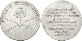 HOLY ROMAN EMPIRE. Leopold II (1790-1792). Silver Medal (1790). Commemorating his coronation in Frankfurt. By Wirt.