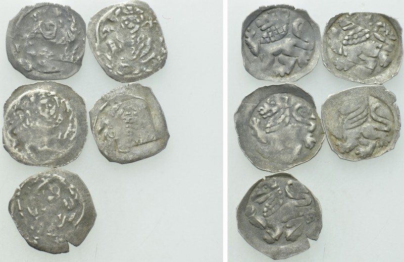 5 German Medieval Coins. 

Obv: .
Rev: .

. 

Condition: See picture.

...