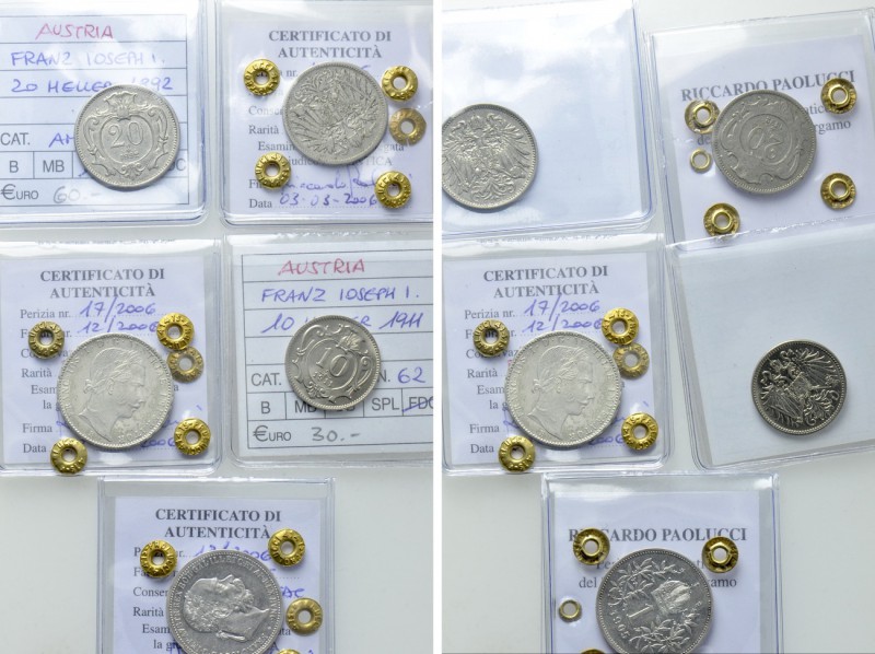 5 Rare Austrian Coins. 

Obv: .
Rev: .

. 

Condition: See picture.

We...