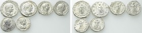 6 Coins of Caracalla and Severus Alexander.