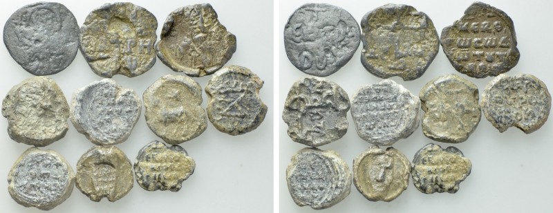 10 Byzantine Seals. 

Obv: .
Rev: .

. 

Condition: See picture.

Weigh...