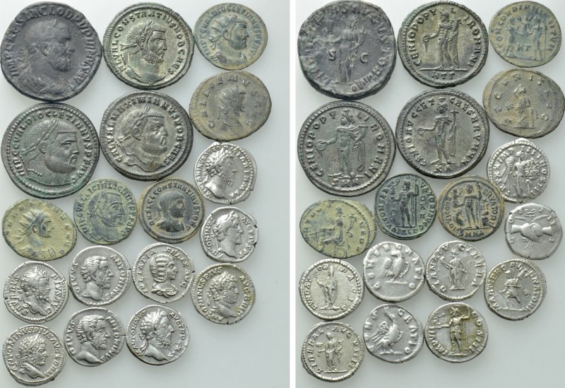 18 Roman Coins, Including a Sestertius of Pupienus. 

Obv: .
Rev: .

. 

...