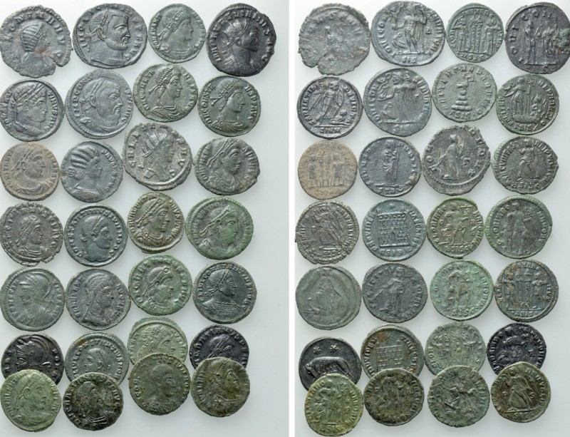 28 Late Roman Coins. 

Obv: .
Rev: .

. 

Condition: .

Weight: g.
 Di...