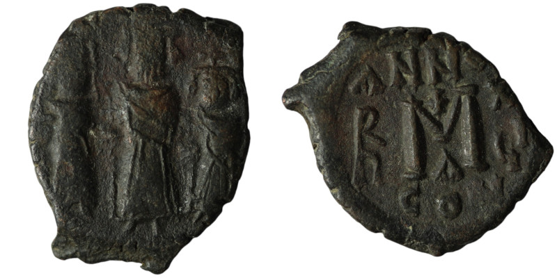 Heraclius, Heraclius Constantine and Martina (AD 610-641). Constantinople
AE Fol...