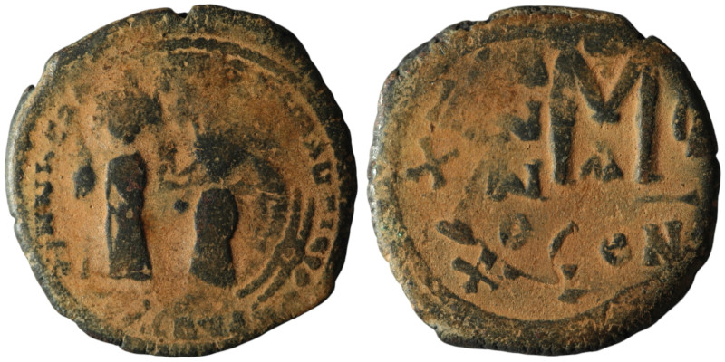 Heraclius, with Heraclius Constantine (AD 610-641). Constantinople
AE Follis (30...