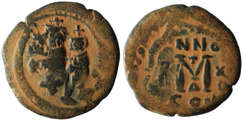 Heraclius, with Heraclius Constantine (AD 610-641). Constantinople
AE Follis (23...