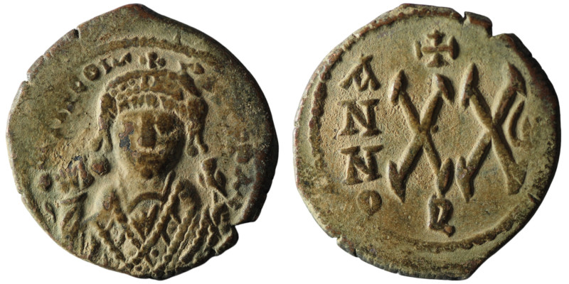 Maurice Tiberius (AD 582-602). Theoupolis (Antioch)
AE Half Follis (25mm, 6,32g)...