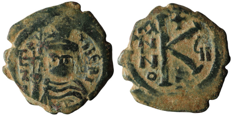 Maurice Tiberius (AD 582-602). Theoupolis (Antioch). dated RY 7 = 588/9
AE Half ...