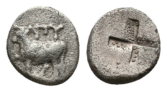 THRACE. Byzantion. Half Siglos - Hemidrachm (Circa 340-320 BC).
Obv: 'ΠΥ.
Bull...