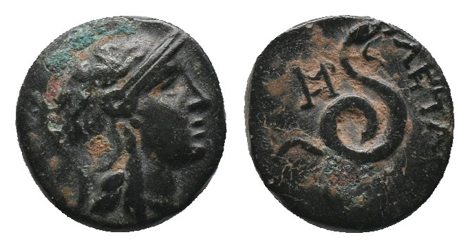 MYSIA. Pergamon. Attalos II Philadelphos (160-139 BC). Ae .
Obv: Head of Athena...