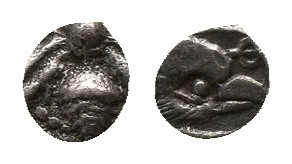 IONIA. Ephesos. Tetartemorion (Circa 500-420 BC).
Obv: Bee.
Rev: Ε Φ.
Head of...