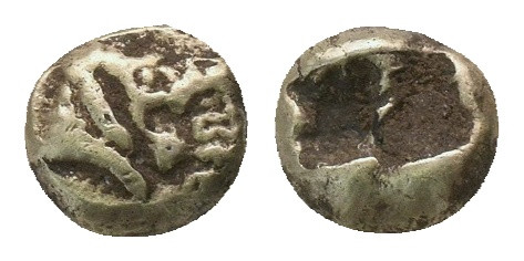 KINGS OF LYDIA. Alyattes or Walwet (620-560 BC). EL 1/12 Stater. Sardeis.
Obv: ...