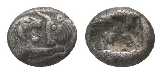 KINGS OF LYDIA. Kroisos (Circa 560-546 BC). 1/3 Siglos.
Obv: Confronted forepar...